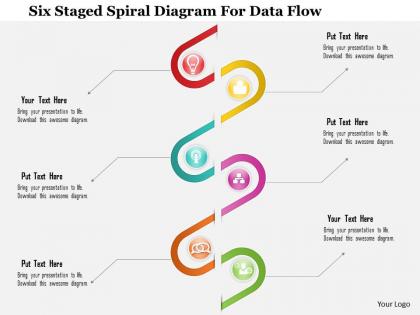1214 six staged spiral diagram for data flow powerpoint presentation
