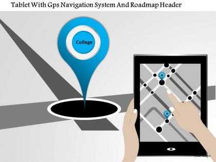 1214 tablet with gps navigation system and roadmap header powerpoint template
