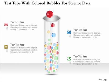 1214 test tube with colored bubbles for science data powerpoint template