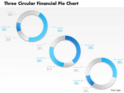 1214 three circular financial pie chart powerpoint template