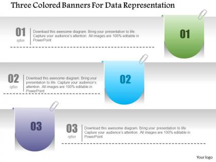 1214 three colored banners for data representation powerpoint template