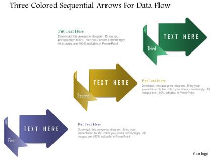 1214 three colored sequential arrows for data flow powerpoint template