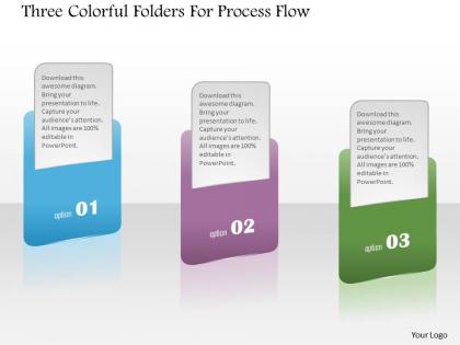 1214 three colorful folders for process flow powerpoint template