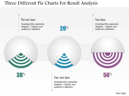 1214 three different pie charts for result analysis powerpoint template