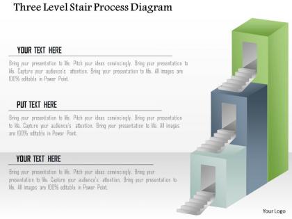1214 three level stair process diagram powerpoint template