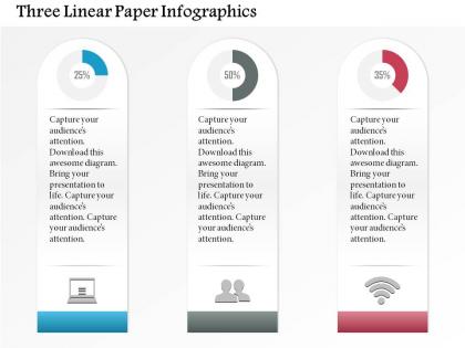 1214 three linear paper infographics powerpoint template