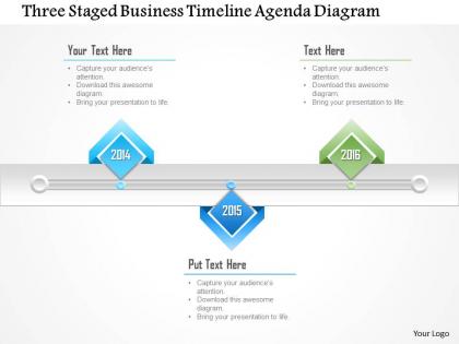 1214 three staged business timeline agenda diagram powerpoint template