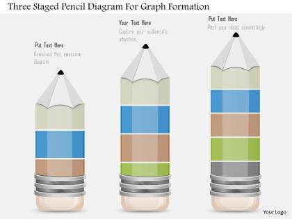 1214 three staged pencil diagram for graph formation powerpoint slide