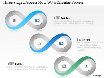 1214 three staged process flow with circular process powerpoint template