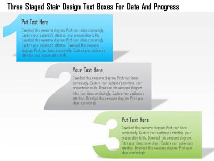 1214 three staged stair design text boxes for data and progress powerpoint template