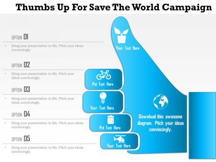 1214 thumbs up for save the world campaign powerpoint template