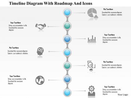 1214 timeline diagram with roadmap and icons powerpoint presentation