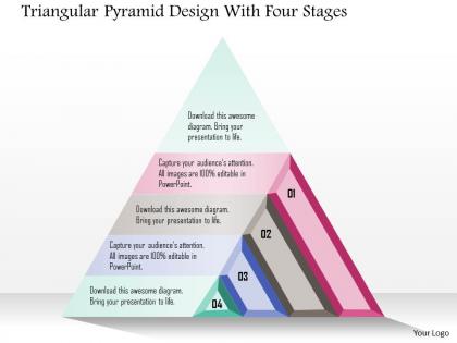 1214 triangular pyramid design with four stages powerpoint template