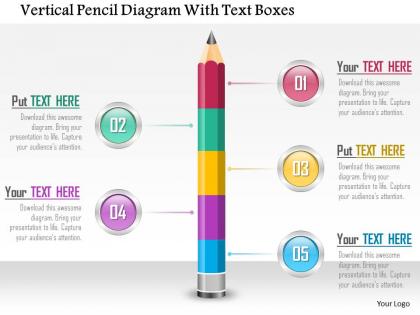 1214 vertical pencil diagram with text boxes powerpoint template
