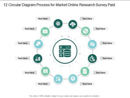 12 circular diagram process for market online research survey paid infographic template