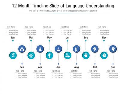 12 month timeline slide of language understanding infographic template