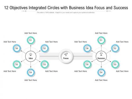 12 objectives integrated circles with business idea focus and success