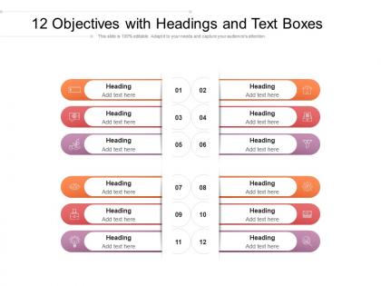 12 objectives with headings and text boxes