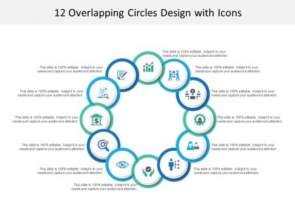 12 overlapping circles design with icons