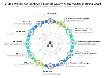 12 step process for identifying business growth opportunities in round chart