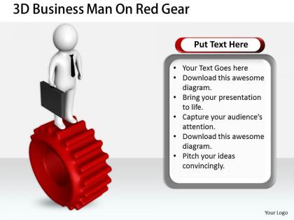 1813 3d business man on red gear ppt graphics icons powerpoint