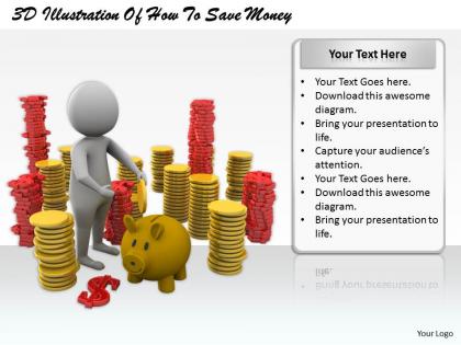 1813 3d illustration of how to save money ppt graphics icons powerpoint