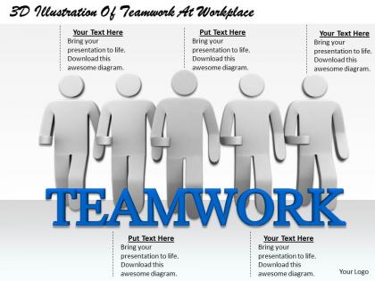 1813 3d illustration of teamwork at workplace ppt graphics icons powerpoint