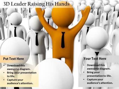 1813 3d leader raising his hands ppt graphics icons powerpoint