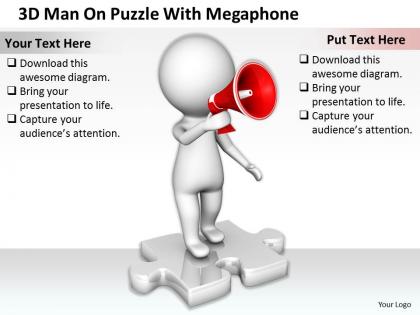 1813 3d man on puzzle with megaphone ppt graphics icons powerpoint
