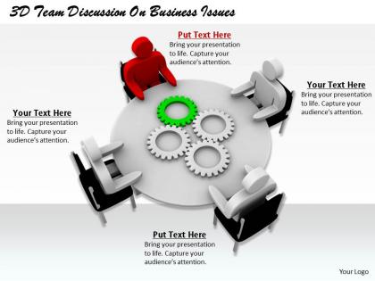 1813 3d team discussion on business issues ppt graphics icons powerpoint