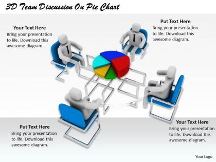 1813 3d team discussion on pie chart ppt graphics icons powerpoint