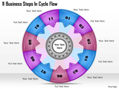 1813 business ppt diagram 11 business steps in cycle flow powerpoint template