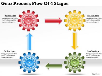 1813 business ppt diagram gear process flow of 4 stages powerpoint template