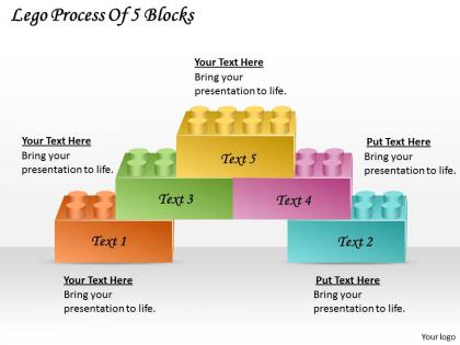 1813 business ppt diagram lego process of 5 blocks powerpoint template