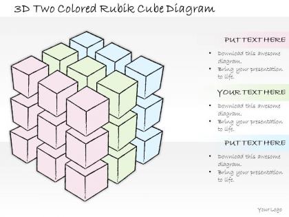 1814 business ppt diagram 3d two colored rubik cube diagram powerpoint template