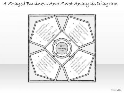 1814 business ppt diagram 4 staged business and swot analysis diagram powerpoint template