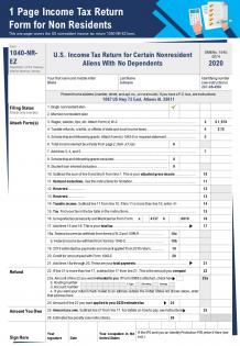 1 page income tax return form for non residents presentation report ppt pdf document