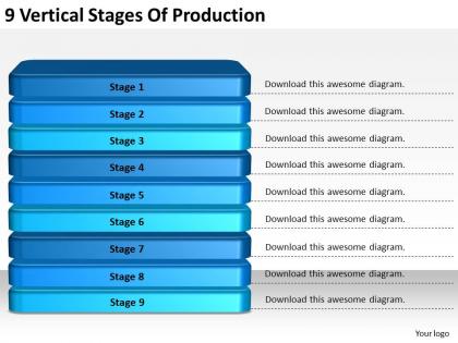 2013 business ppt diagram 9 vertical stages of production powerpoint template