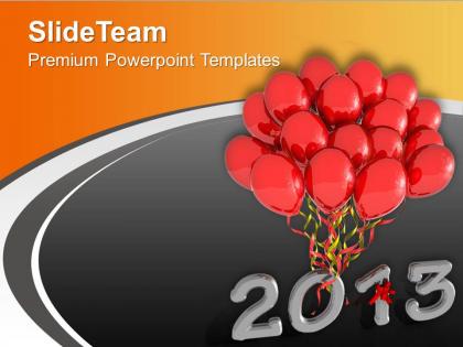 2013 with red balloons new year powerpoint templates ppt backgrounds for slides 0113