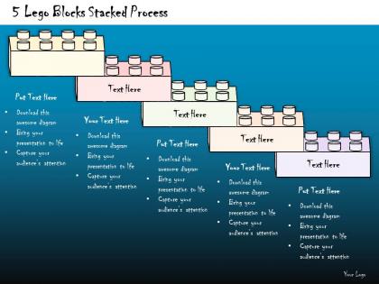 2014 business ppt diagram 5 lego blocks stacked process powerpoint template