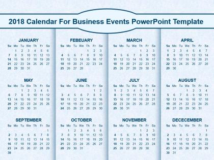 2018 calendar for business events powerpoint template
