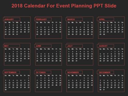 2018 calendar for event planning ppt slide