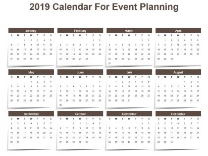 2019 calendar for event planning powerpoint template