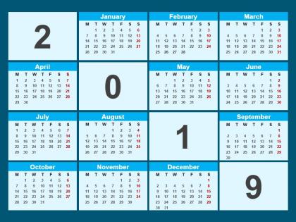 2019 calendar powerpoint template