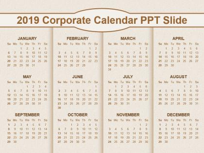 2019 corporate calendar ppt slide