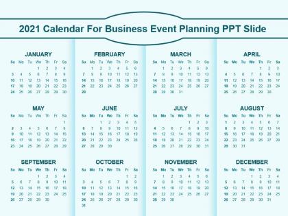 2021 calendar for business event planning ppt slide