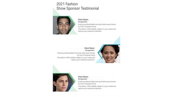 2021 Fashion Show Sponsor Testimonial One Pager Sample Example Document