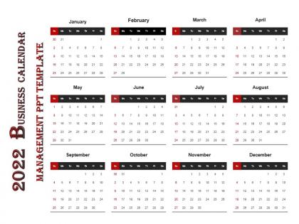2022 business calendar management ppt template