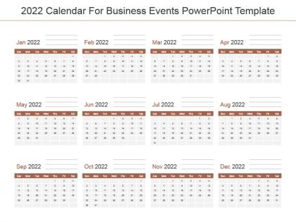 2022 calendar for business events powerpoint template