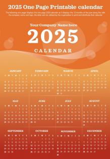 2025 one page printable calendar presentation report infographic ppt pdf document